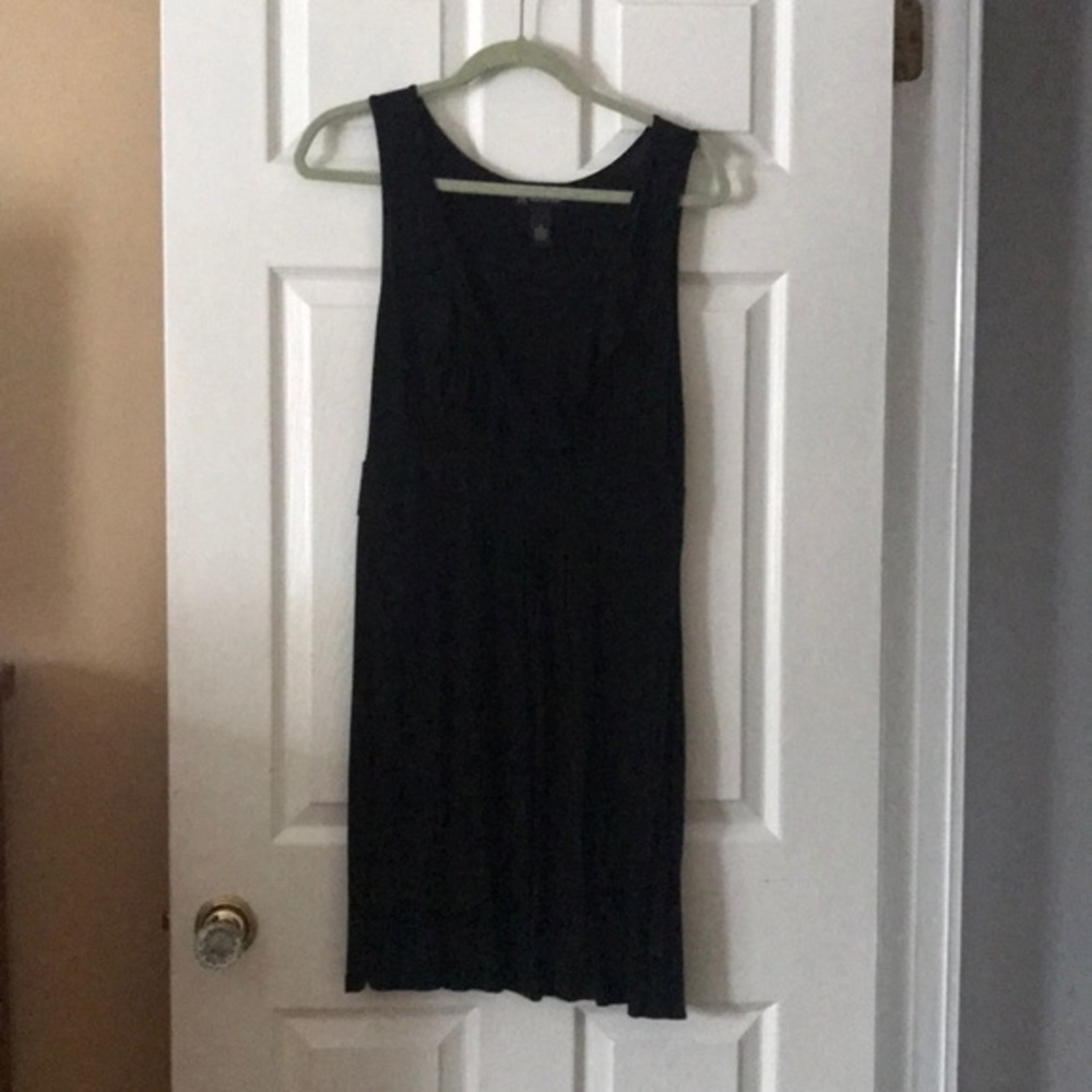 INC Black dress with ruffle detail on neckline